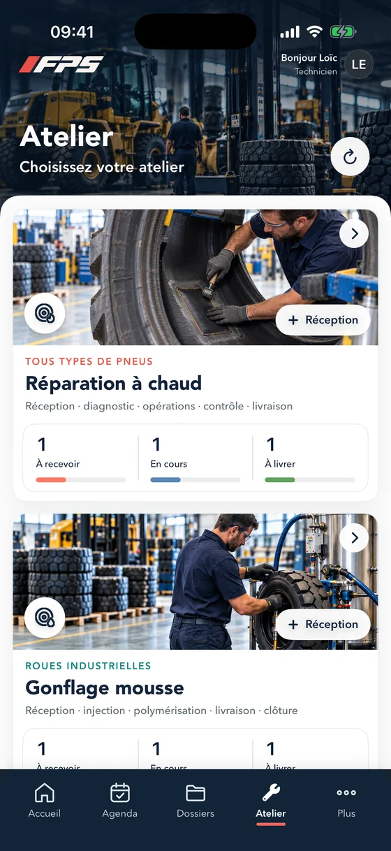 MyFPS, atelier : réparation à chaud et gonflage mousse, de la réception à la livraison.