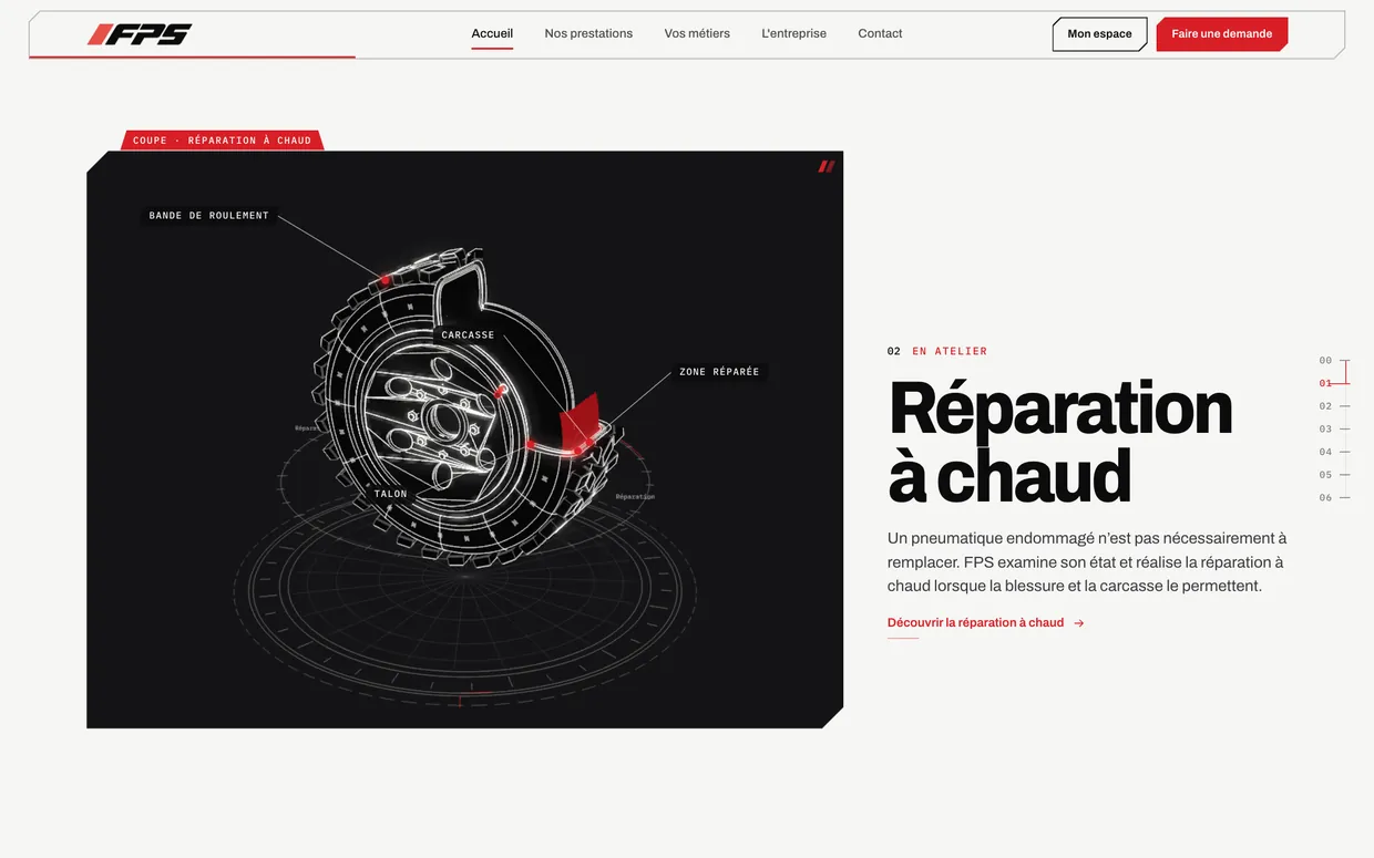 Le nouveau site FPS : la réparation à chaud expliquée par une coupe 3D de la roue.