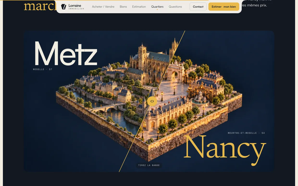 Lorraine Immobilier, territoire : Metz et Nancy de part et d’autre de la bande, à tirer au doigt.